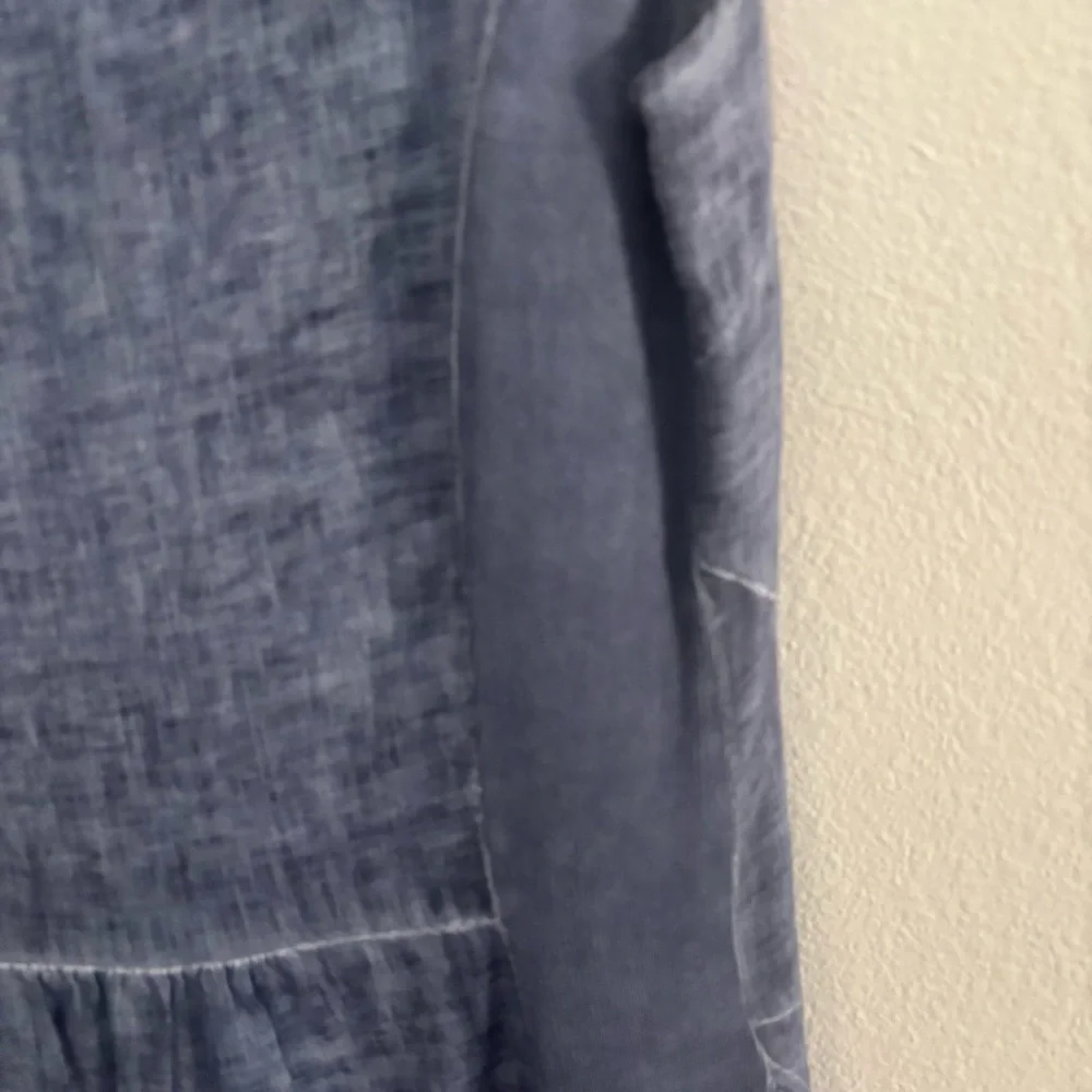 100% Linen Made in Italy Midi Sleeveless Blue Linen Shift Dress Sz M Unbranded - Picture 7 of 12